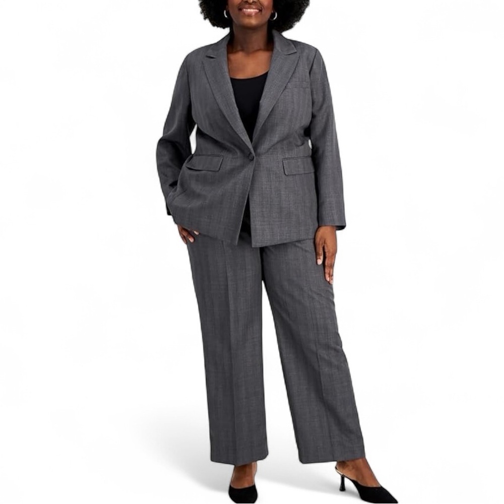 Isabella Suits Gray 2 Piece Pant Suit Size 8 Blazer & Dress Pants Career
